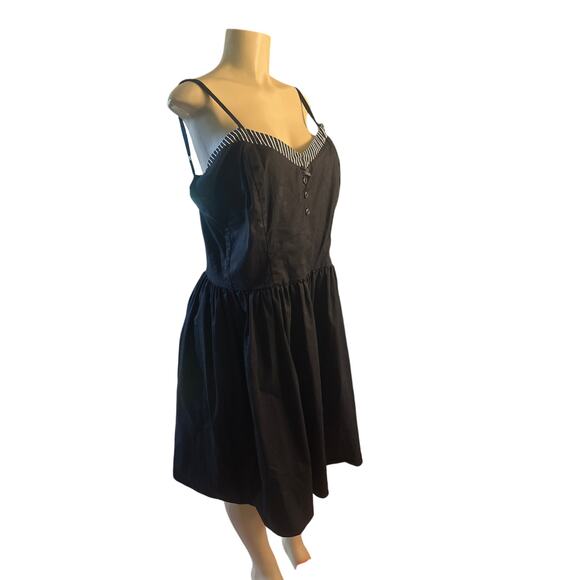 Women 3X Rock Steady Rockabilly Retro Pinup Black Fit Flare Dress Wing Bust - Picture 1 of 6